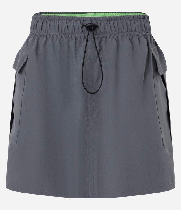 Saia Curta em Cupro com Cós Elástico e Bolsos Laterais - 1