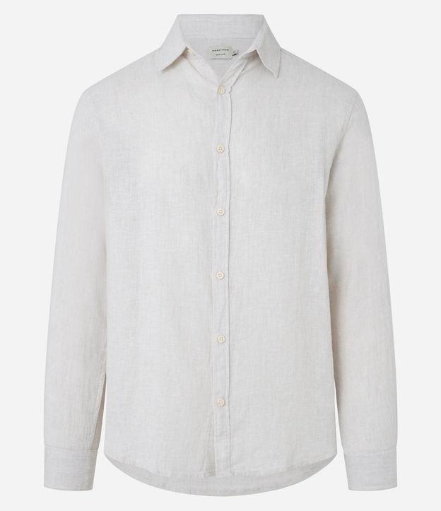 Camisa Regular em Linho e Gola Colarinho - 1
