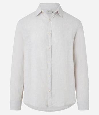 Camisa com Linho Gola Colarinho e Abotoamento