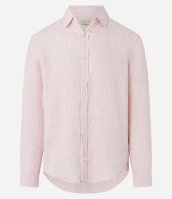 Camisa Regular em Linho e Gola Colarinho