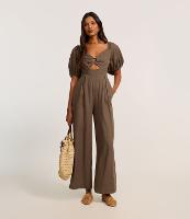 Macacão Longo em Vicose e Linho com Manga Bufante - 2