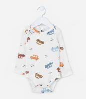 Body Infantil em Algodão com Estampa Carrinhos - Tam RN a 18 meses - 1