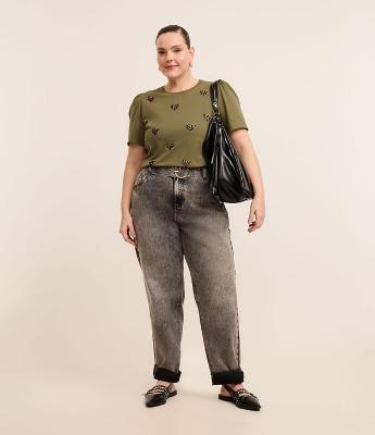 Calça Reta em Jeans com Cinto Curve & Plus Size