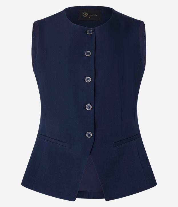 Colete em Alfaiataria com Abotoamento Frontal e Recorte - 1