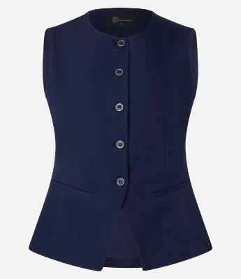Colete em Alfaiataria com Abotoamento Frontal e Recorte