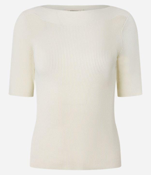 Blusa Canelada em Tricô com Decote Canoa - 1