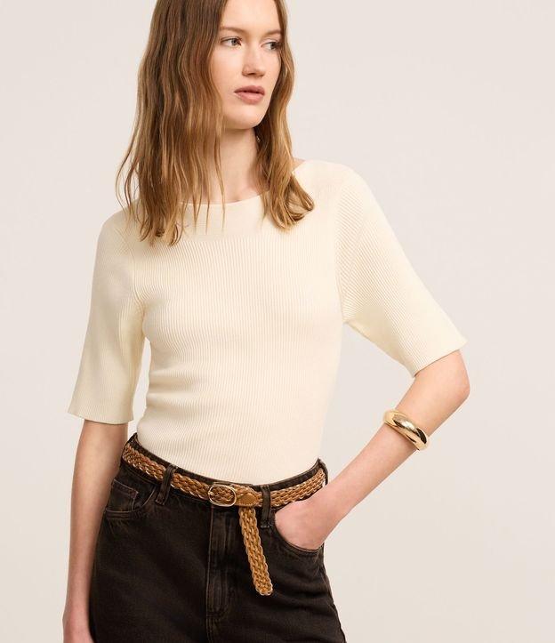 Blusa Canelada em Tricô com Decote Canoa - 2