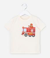 Camiseta Infantil com Bolsinho e Estampa Bombeiro - Tam 1 a 6 Anos - 1
