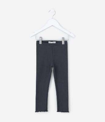 Calça Legging Infantil Canelada com Frufru na Barra - Tam 1 a 6 Anos