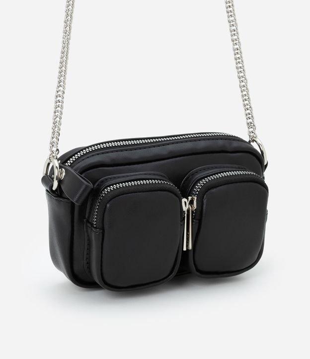 Carteira Transversal Grande com Bolsos e Alça de Corrente - 1
