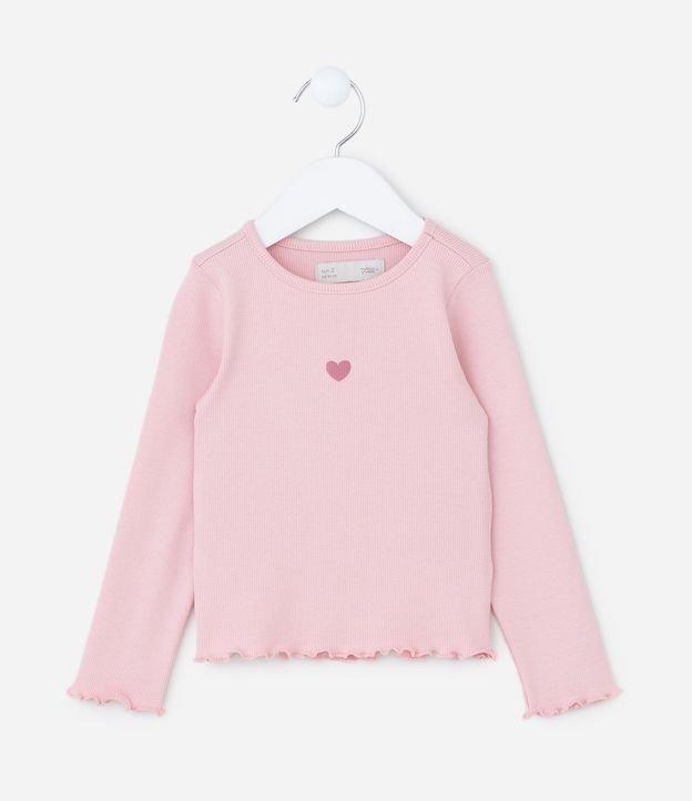 Blusa Infantil Canelada com Estampa Mini Coração - Tam 1 a 6 Anos - 1