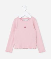 Blusa Infantil Canelada com Estampa Mini Coração - Tam 1 a 6 Anos - 1
