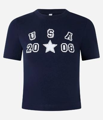 Blusa Baby Look em Algodão com Estampa USA