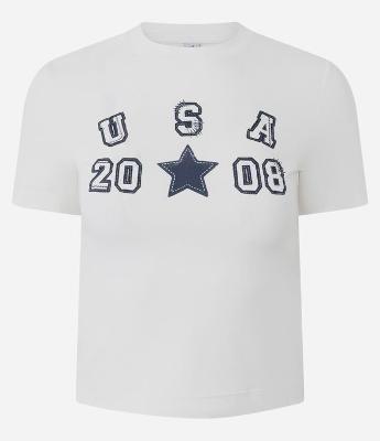 Blusa Baby Look em Algodão com Estampa USA