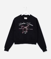 Moletom Infantil Quentinho com Laço de Paetê e Lettering - Tam 5 a 14 anos - 1