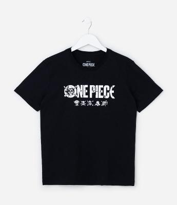 Camiseta Infantil com Estampa One Piece - Tam 5 a 14 Anos