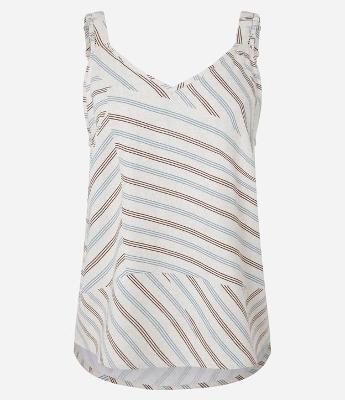 Blusa em Viscolinho com Recortes e Listras Diagonais