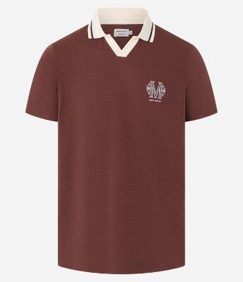 Camisa Polo em Algodão com Textura e Brasão Vintage