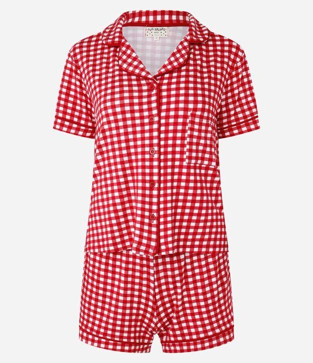 Pijama Americano Short Doll em Viscose Estampada Xadrez Vichy - 1