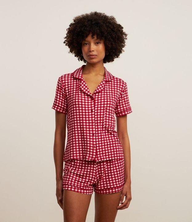 Pijama Americano Short Doll em Viscose Estampada Xadrez Vichy - 2