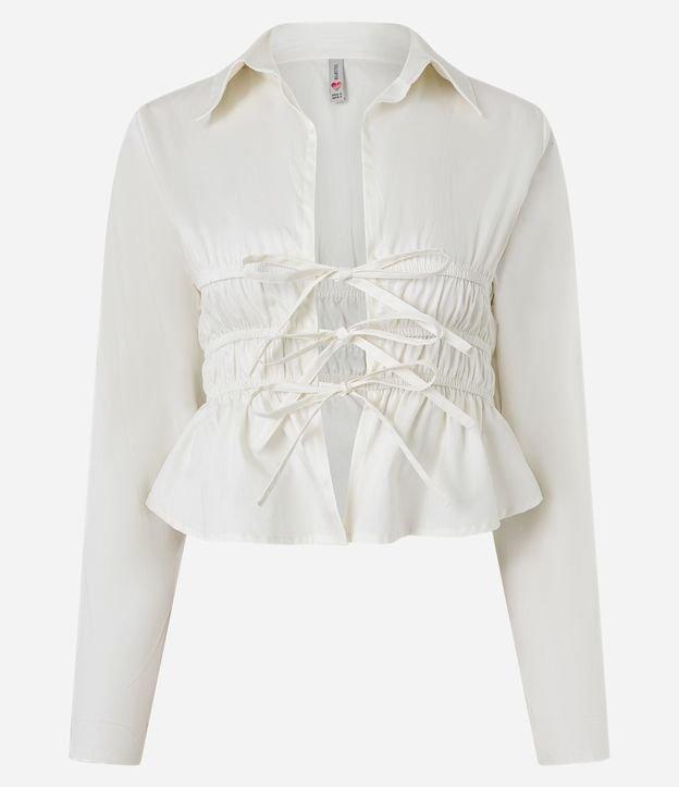 Camisa em Tricoline com Amarração e Colissê na Cintura - 1