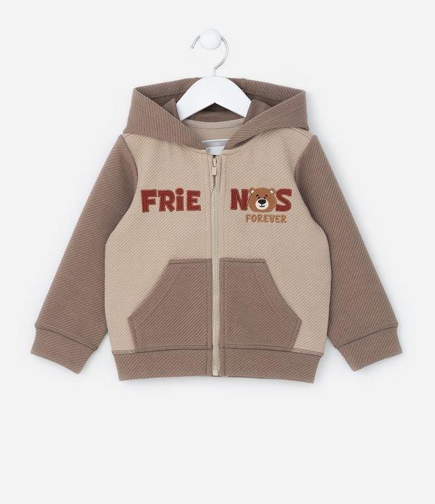 Casaco Infantil Texturizado com Estampa Ursinho - Tam 1 a 6 Anos - 1