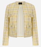 Jaqueta em Tweed Xadrez com Botões nos Bolsos - 1