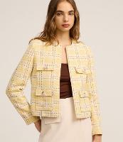 Jaqueta em Tweed Xadrez com Botões nos Bolsos - 2