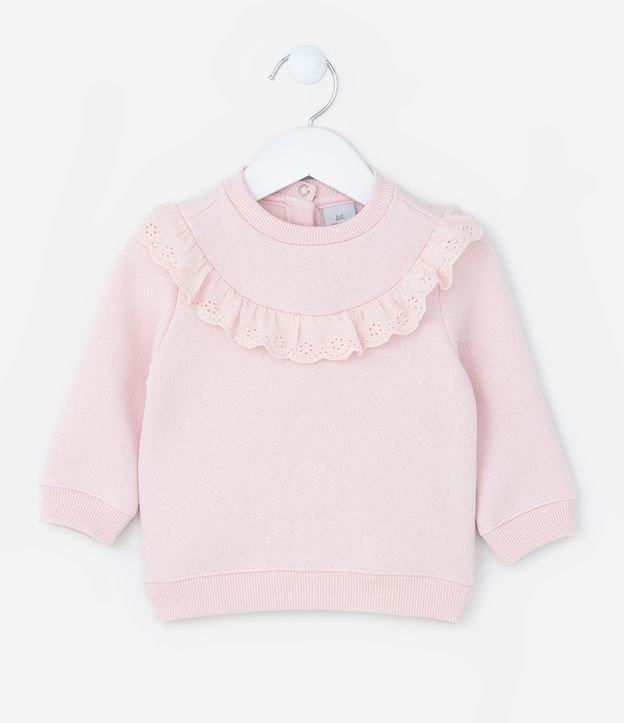 Blusão Infantil Quentinho com Babado Broderie - Tam 0 a 18 meses - 1