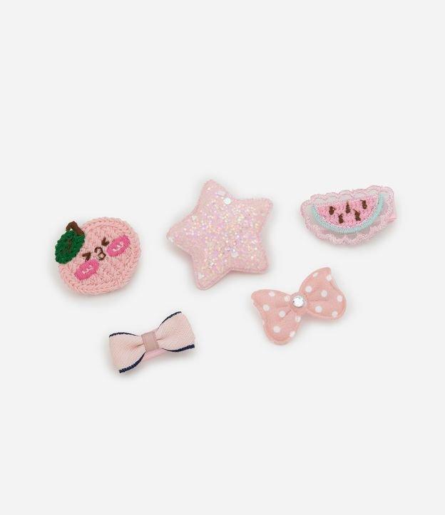 Kit 05 Presilhas de Cabelo Infantil com Formatos Variados - Tam Único - 1