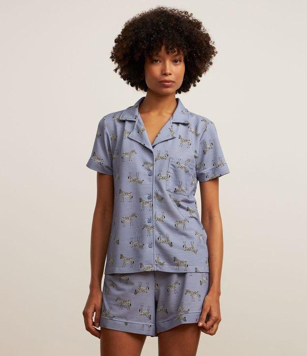 Pijama Short Doll Americano em Viscose com Estampa de Zebrinhas - 1