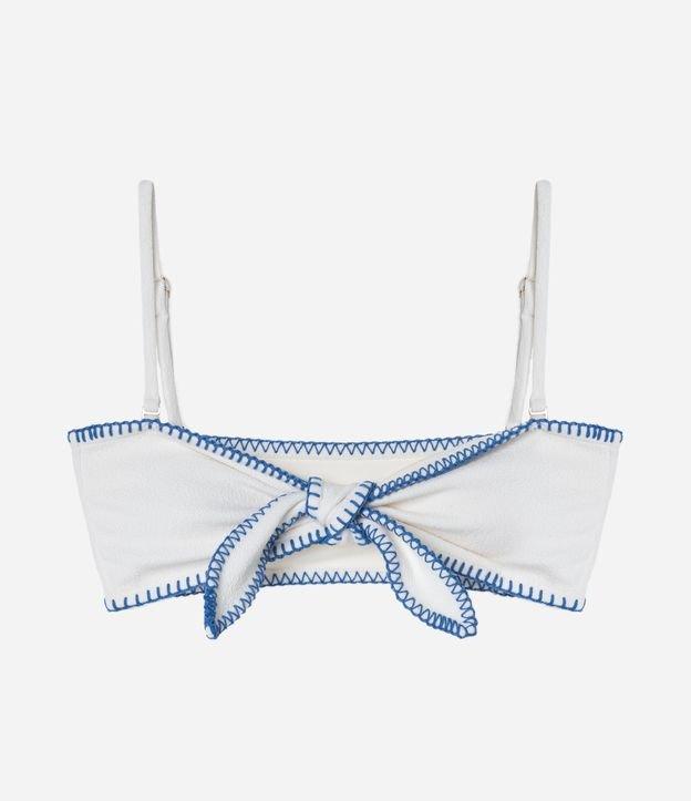Biquíni Top Bandeau em Microfibra Texturizada com Nózinho e Pesponto Contrastante - 1