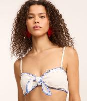 Biquíni Top Bandeau em Microfibra Texturizada com Nózinho e Pesponto Contrastante - 2