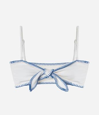 Biquíni Top Bandeau em Microfibra Texturizada com Nózinho e Pesponto Contrastante