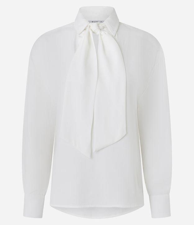 Camisa em Crepe com Gola Laço e Manga Longa - 1