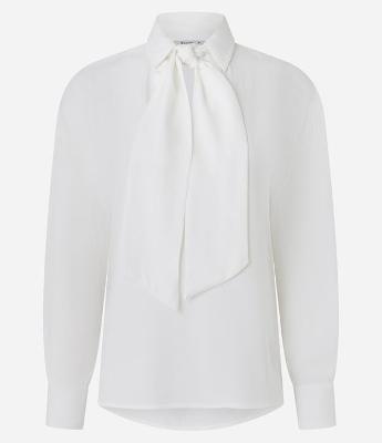 Camisa em Crepe com Gola Laço e Manga Longa