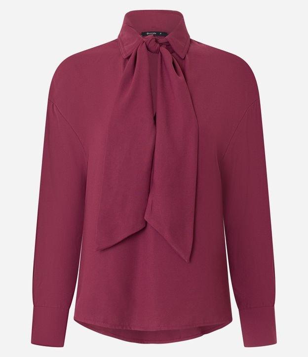 Camisa em Crepe com Gola Laço e Manga Longa - 1