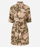 Vestido Boho Chemise Curto em Viscose com Estampa Folhagem - 1