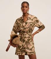 Vestido Boho Chemise Curto em Viscose com Estampa Folhagem - 2
