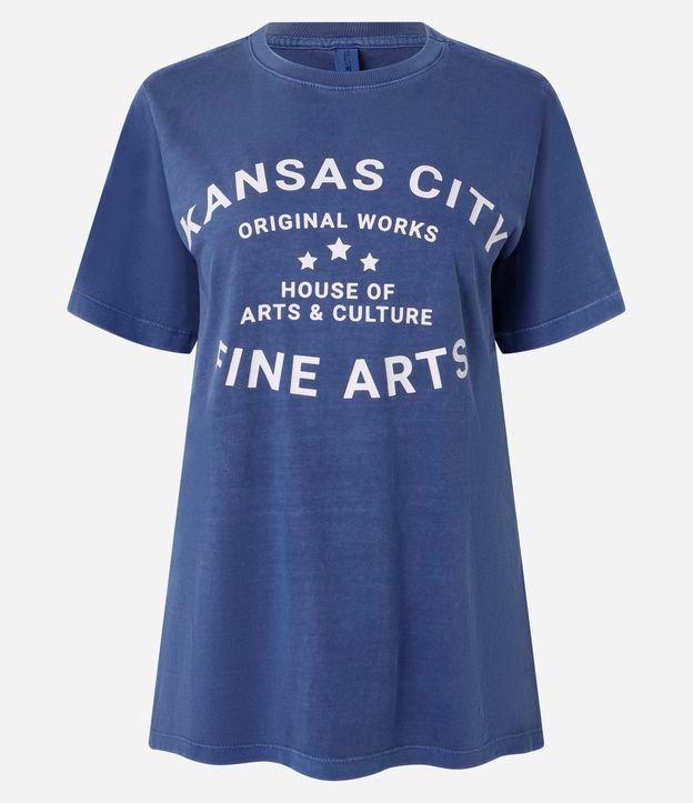 Camiseta Alongada em Algodão com Lettering Kansas City - 1