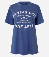 Camiseta Alongada em Algodão com Lettering Kansas City - 1