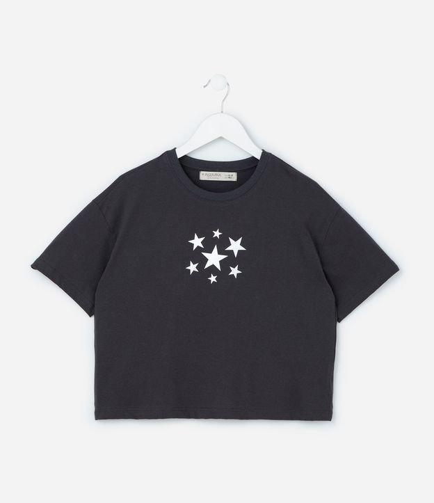 Camiseta Curta Infantil com Estampa Estrelas - Tam 5 a 14 Anos - 1