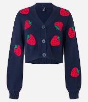 Cardigan Jacquard com Moranguinhos e Botões Frontais - 1