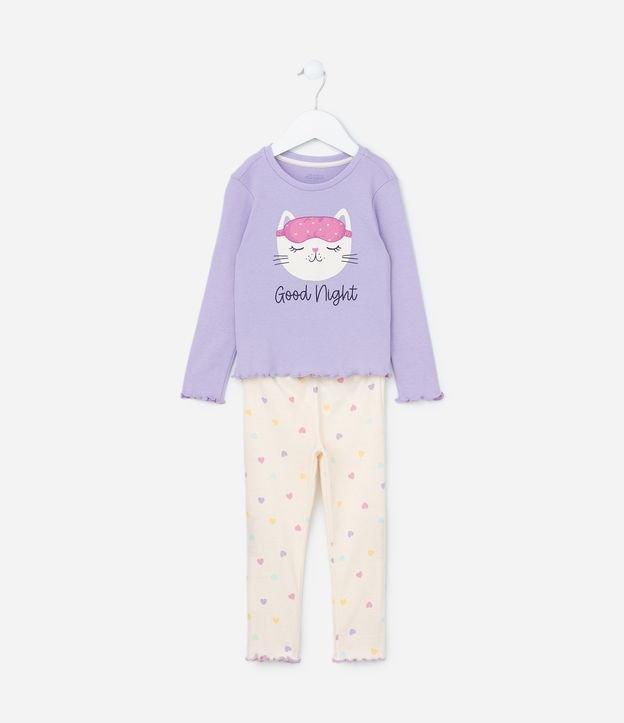 Pijama Infantil com Estampa Gatinho com Máscara de Dormir - Tam 2 a 4 Anos - 1