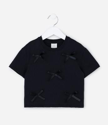 Blusa Infantil com Lacinhos Aplicados - Tam 1 a 6 Anos