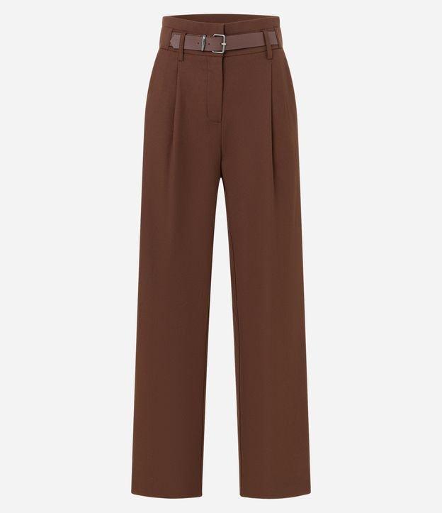 Calça Reta em Alfaiataria com Meio Cinto - 1