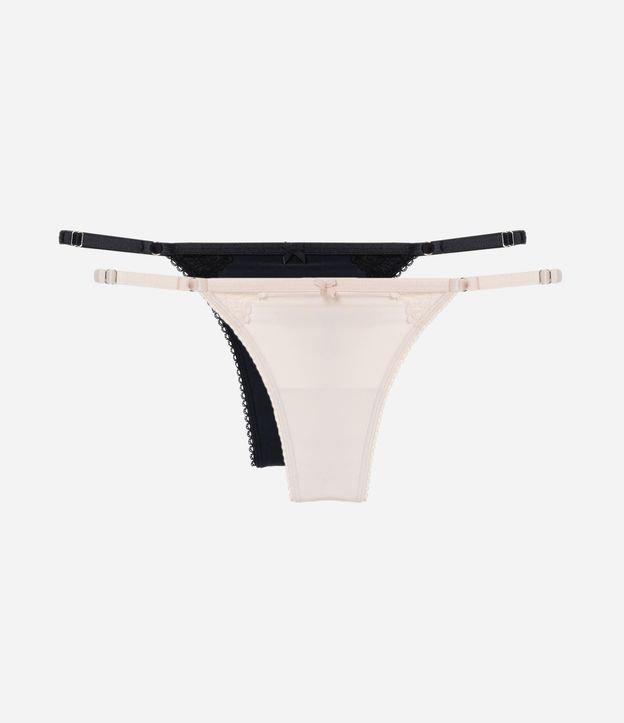 Kit 02 Calcinhas String Fio Duplo em Microfibra com Detalhes em Renda - 1