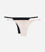 Kit 02 Calcinhas String Fio Duplo em Microfibra com Detalhes em Renda - 1