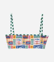 Biquíni Top Faixa em Microfibra com Estampa Tropical e Listras - 1