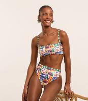 Biquíni Top Faixa em Microfibra com Estampa Tropical e Listras - 2